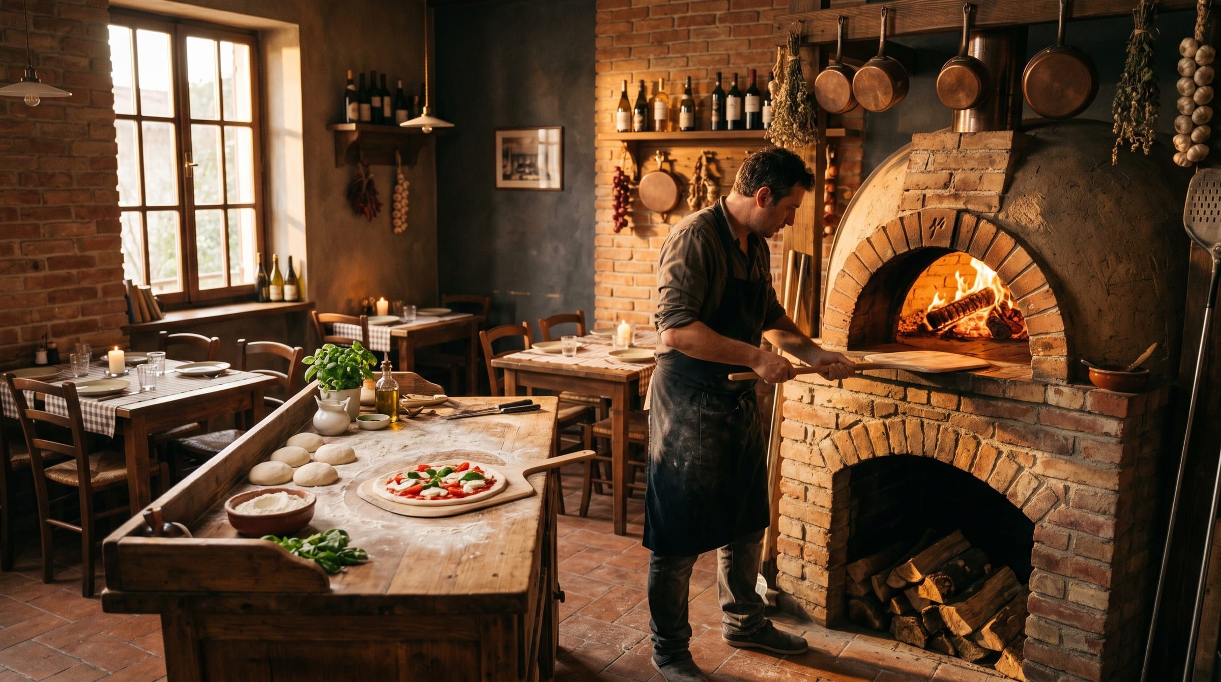 Pizza artesana amb massa fina i ingredients seleccionats.